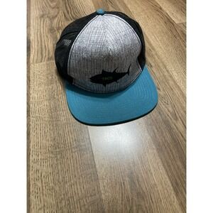 Flat Bill Men's Hat Trucker Hat Blue Grey Black Fish "Taco" Breath Snapback